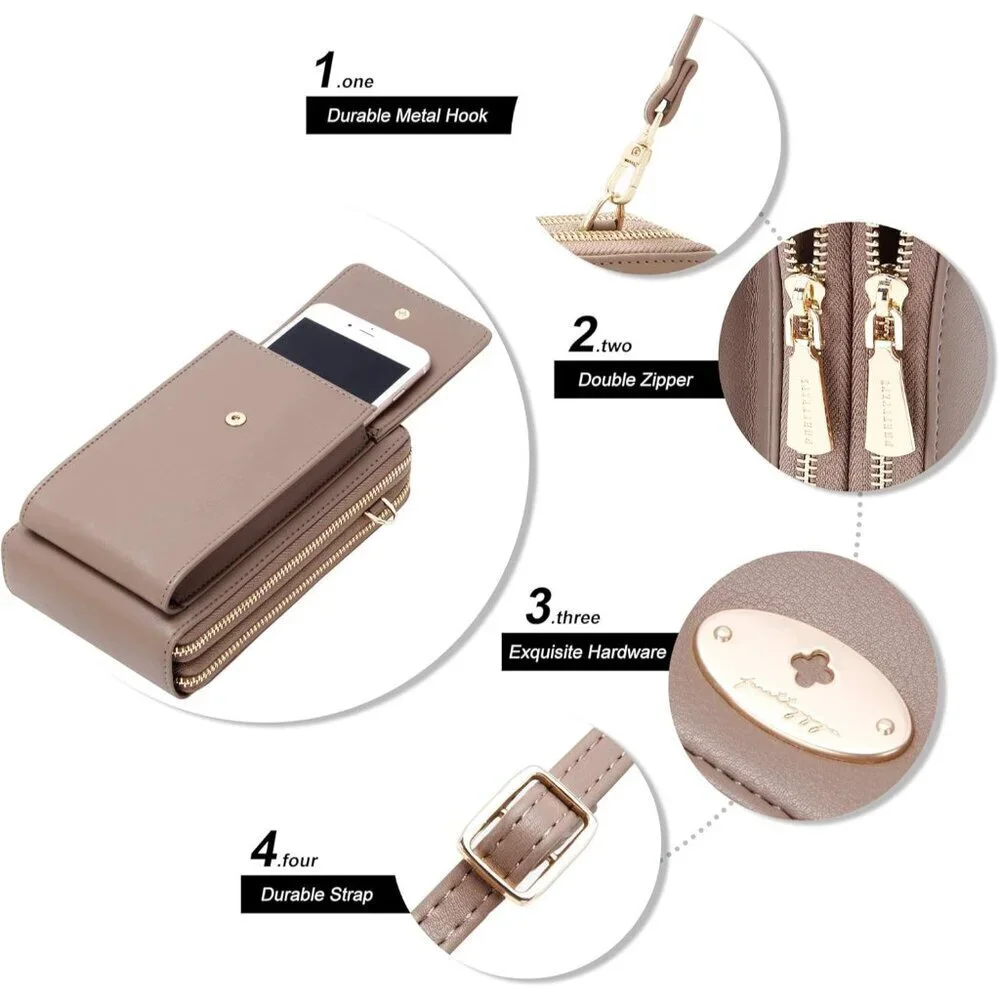 Small Crossbody Bag Pu Leather Wallet with Card Slots for Women Travel